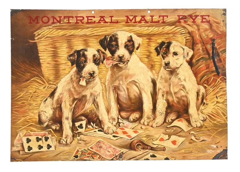 SINGLE-SIDED TIN SIGN ADVERTISING MONTREAL MALT RYE