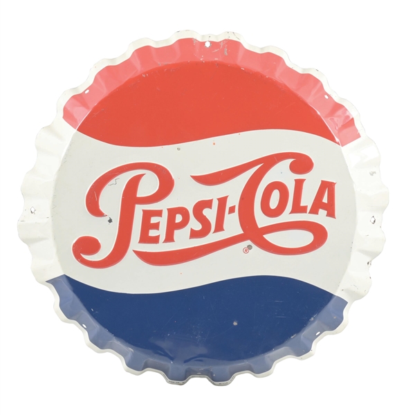 PEPSI-COLA EMBOSSED TIN BOTTLECAP SIGN