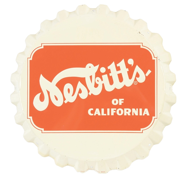 NESBITTS OF CALIFORNIA EMBOSSED TIN BOTTLECAP SIGN