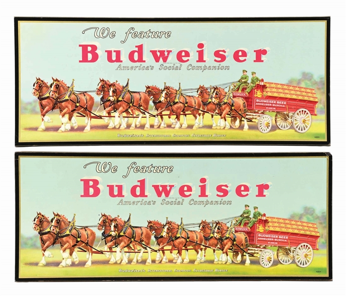 LOT OF 2: BUDWEISER CLYDESDALE DECAL ADVERTISING SIGNS