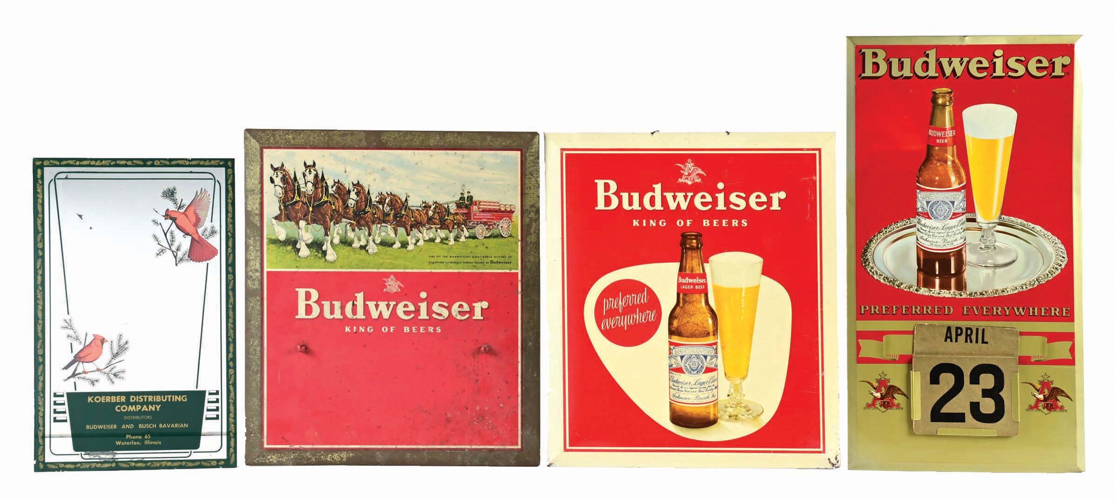 LOT OF 4: ANHEUSER-BUSCH BUDWEISER ADVERTISING SIGNS