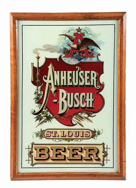 ANHEUSER-BUSCH BEER REVERSE GLASS CORNER SIGN