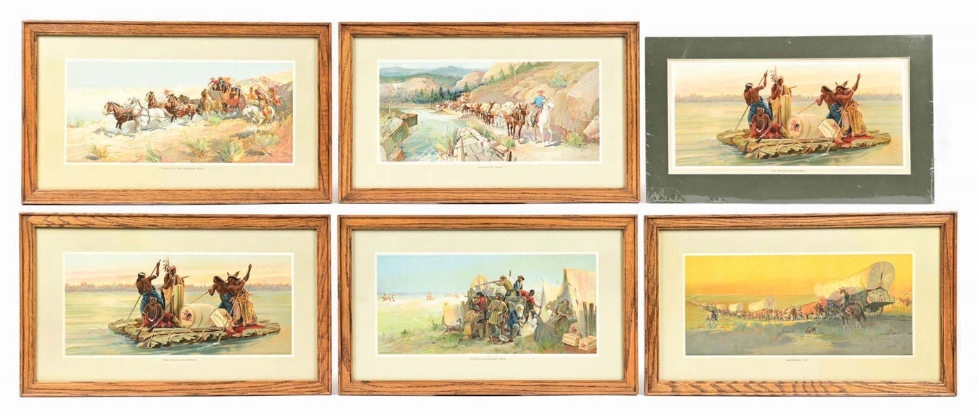 LOT OF 6: FRAMED & UNFRAMED BUDWEISER WESTERN SCENE ADVERTISEMENTS