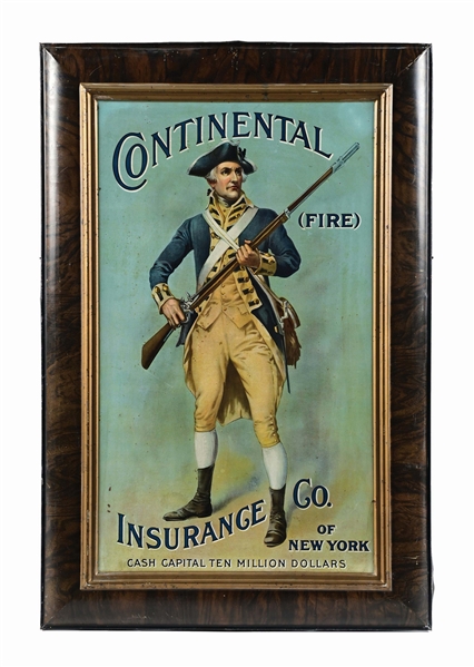 CONTINENTAL FIRE INSURANCE CO. TIN SELF-FRAMED LITHOGRAPH