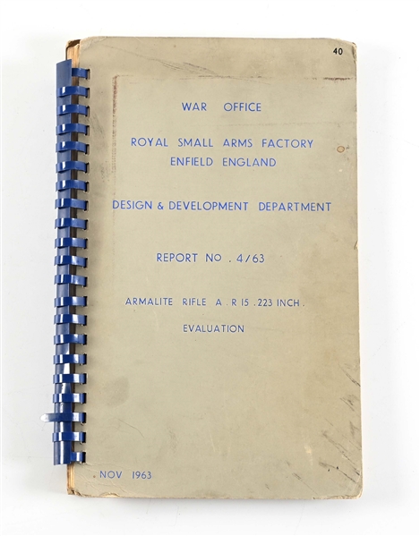 UNITED KINGDOM WAR OFFICE COPY OF REPORT NO. 4/63, EVALUATING THE AR-15.