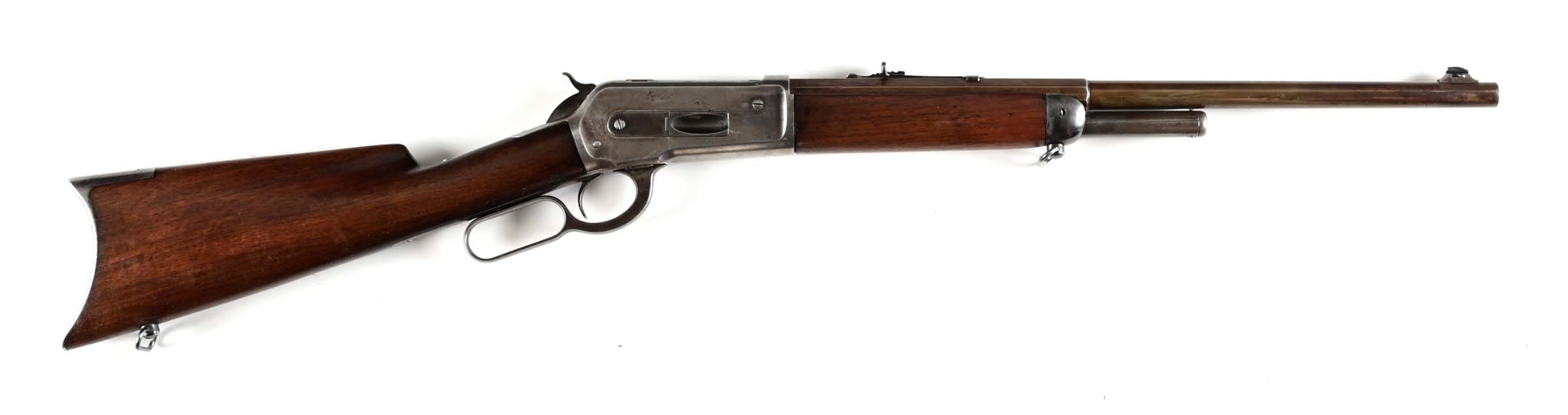 (A) WINCHESTER MODEL 1886 LEVER ACTION RIFLE IN .45-70.