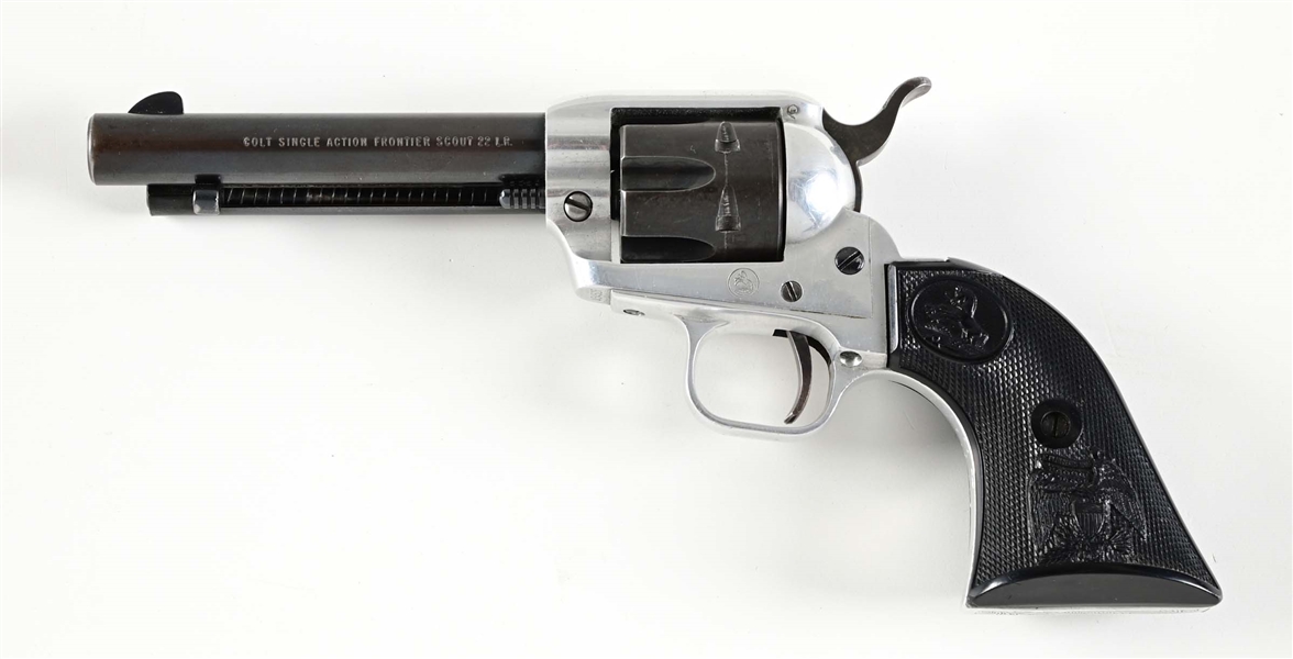 (C) SCARCE DUO-TONE COLT SINGLE ACTION FRONTIER SCOUT REVOLVER.