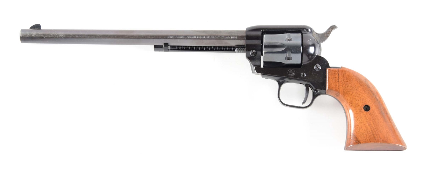 (C) COLT SINGLE ACTION BUNTLINE SCOUT IN .22 MAGNUM.