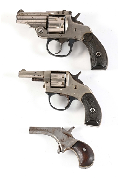 (C) LOT OF THREE: AMERICAN POCKET REVOLVERS AND A PARLOR PISTOL.