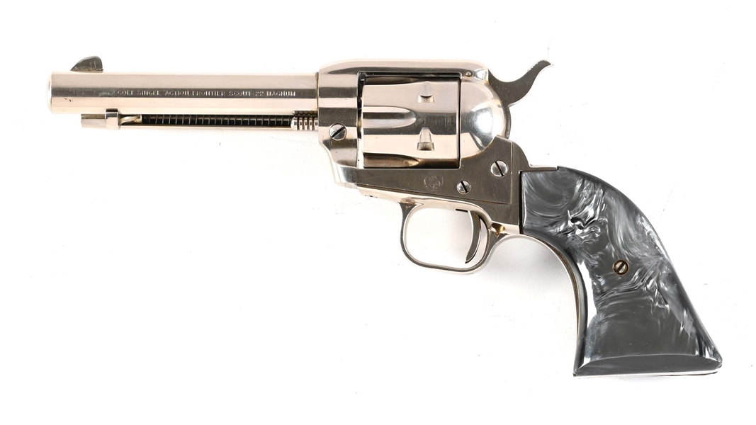 (C) COLT FRONTIER SCOUT SINGLE ACTION REVOLVER IN .22 MAGNUM.