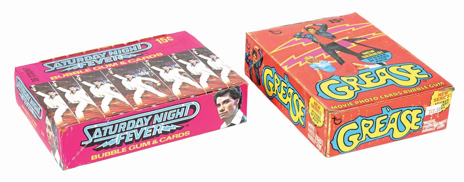 LOT OF 2: WAX BOXES OF "SATURDAY NIGHT FEVER" AND "GREASE" SPORTS CARDS