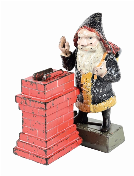 SHEPARD HARDWARE SANTA AT CHIMNEY CAST IRON MECHANICAL BANK