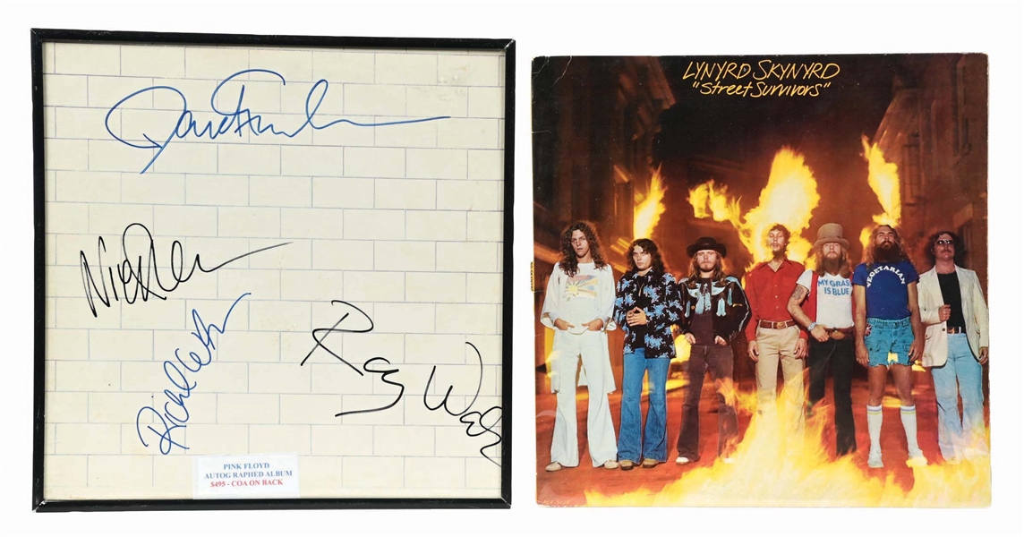 LOT OF 2: VINYL RECORDS PINK FLOYD AUTOGRAPHED AND FRAMED, LYNYRD SKYNYRD SEALED