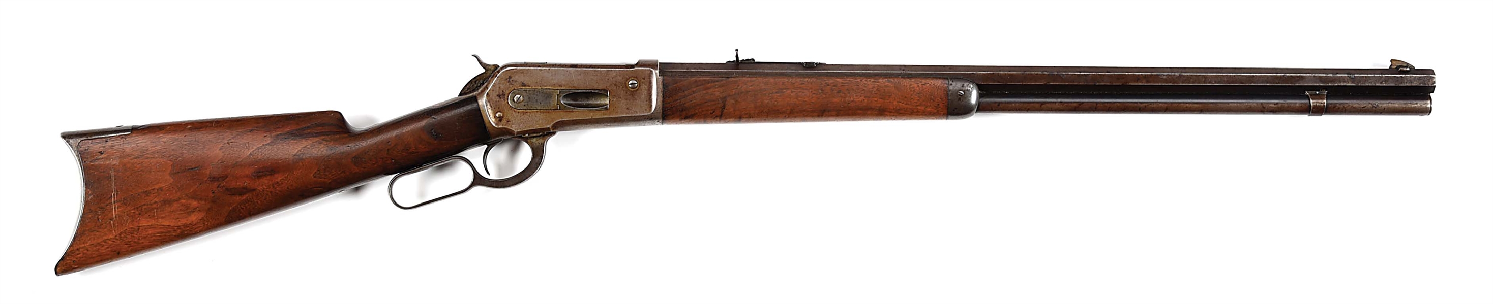 (A) WINCHESTER MODEL 1886 LEVER ACTION RIFLE.