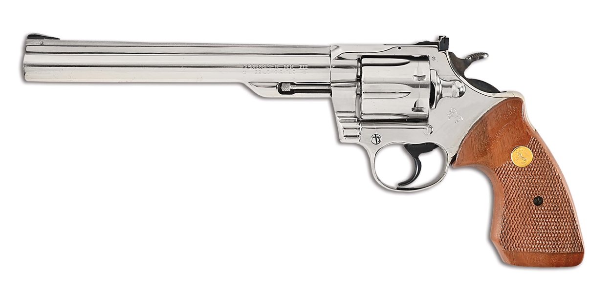 (M) NICKEL PLATED COLT TROOPER MK 3 DOUBLE ACTION REVOLVER IN .22 LONG RIFLE.