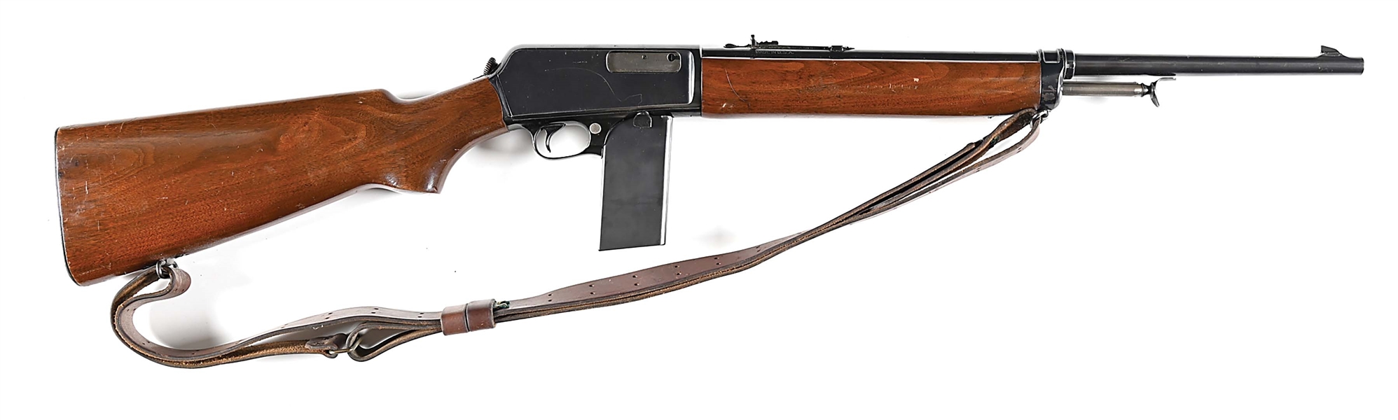 (C) WINCHESTER MODEL 1907 SEMI AUTOMATIC POLICE RIFLE WITH EXTENDED MAGAZINE (1940).