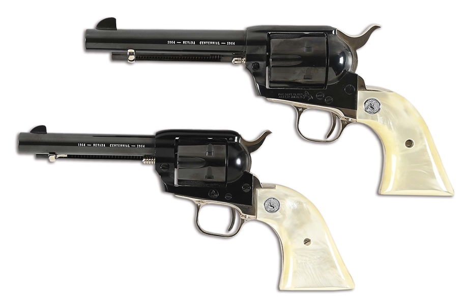 (C) COMMEMORATIVE SET OF COLT NEVADA CENTENNIAL SAA .45 & FRONTIER .22 REVOLVERS