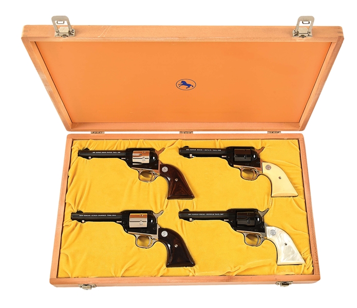 (C) SET OF FOUR KANSAS "TRAILS" SERIES COLT FRONTIER SCOUT SINGLE ACTION REVOLVERS.