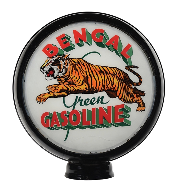 RARE BENGAL GREEN GASOLINE SINGLE 15" GLOBE LENS ON METAL HIGH PROFILE BODY. 