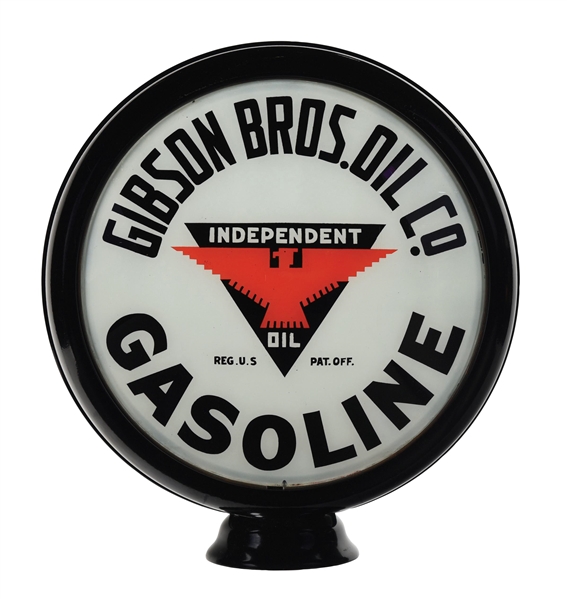 GIBSON BROS GASOLINE 15" SINGLE GLOBE LENS W/ THUNDERBIRD GRAPHIC ON METAL HIGH PROFILE BODY. 