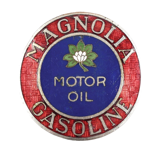 RARE MAGNOLIA GASOLINE & MOTOR OILS SERVICE STATION HAT BADGE 