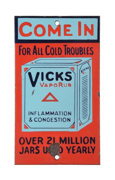 VICKS VAPORUB PORCELAIN DOOR PUSH SIGN