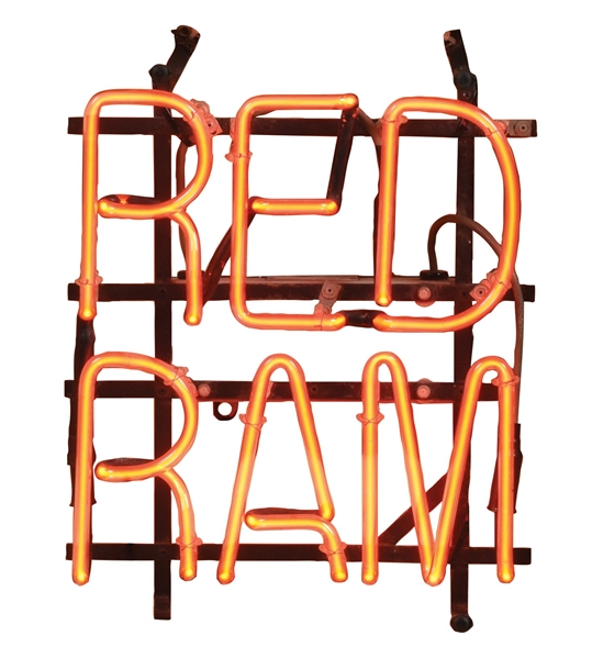 1953 DODGE/MOPAR RED RAM SKELETON NEON DEALERSHIP SIGN. 