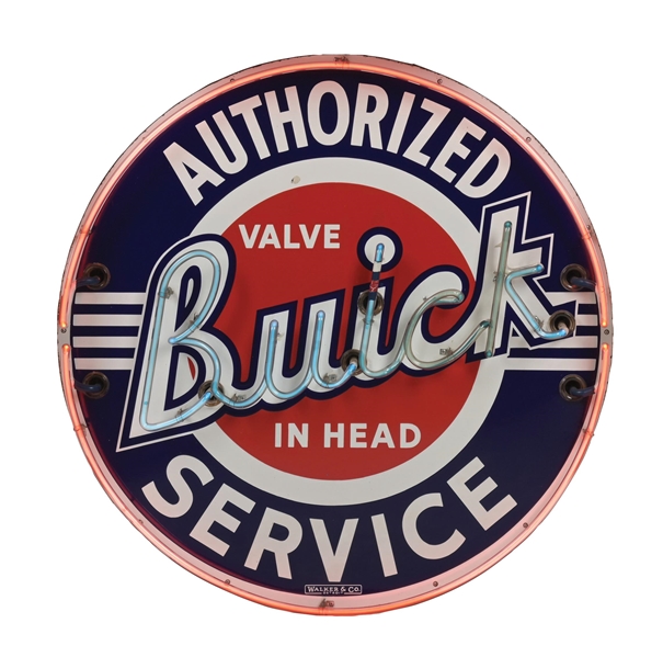 OUTSTANDING BUICK AUTHORIZED SERVICE PORCELAIN NEON SIGN. 