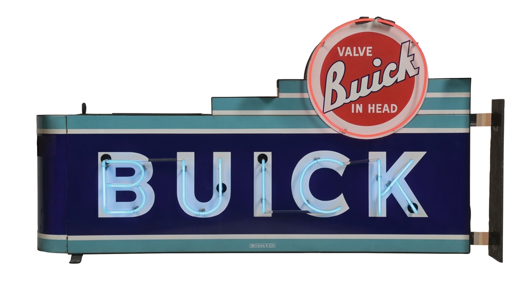 OUTSTANDING BUICK VALVE IN HEAD COMPLETE PORCELAIN NEON SIGN. 