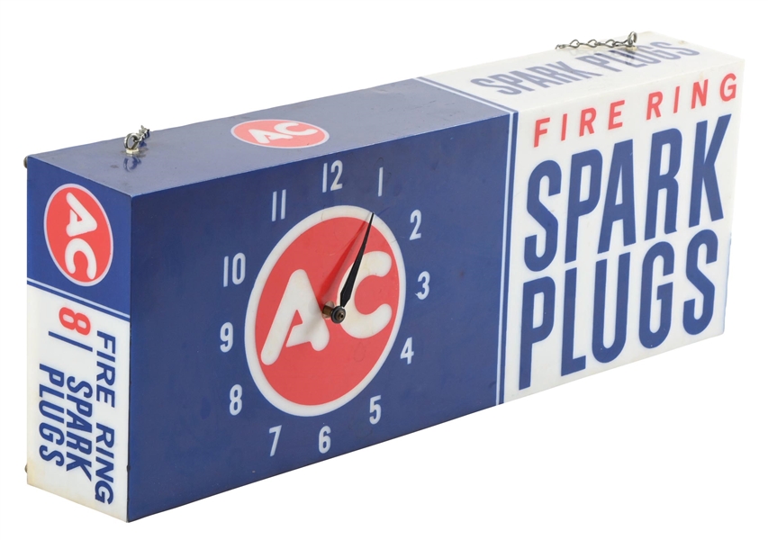 FIRE RING SPARK PLUGS LIGHT-UP CLOCK SIGN.