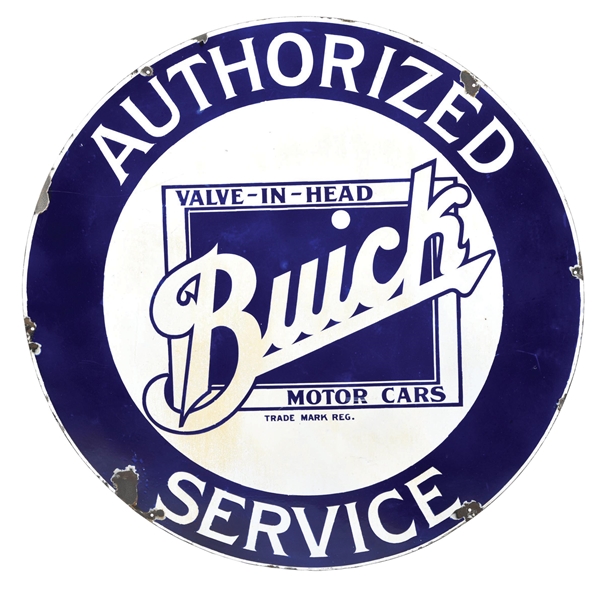 PORCELAIN BUICK AUTHORIZED SERVICE SIGN. 