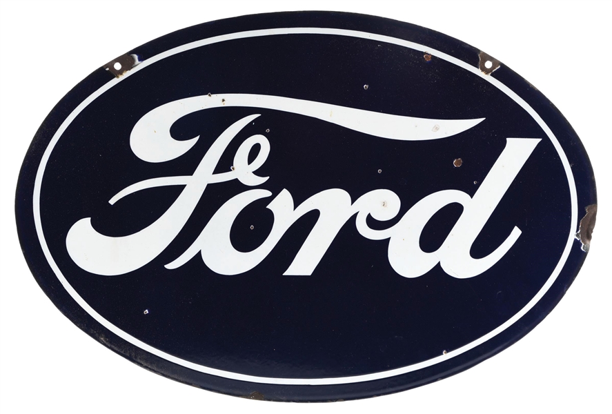 PORCELAIN FORD DEALER OVAL SIGN.