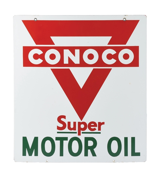 PORCELAIN CONOCO SUPER MOTOR OIL SIGN.