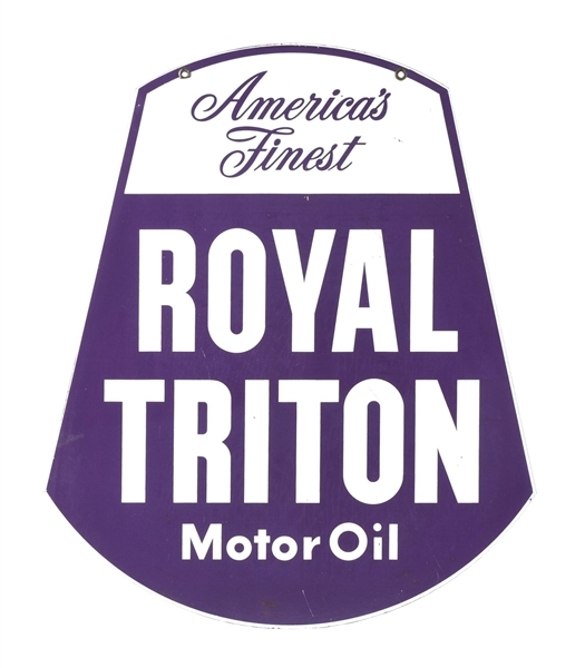 PORCELAIN ROYAL TRITON MOTOROIL DIECUT SIGN.