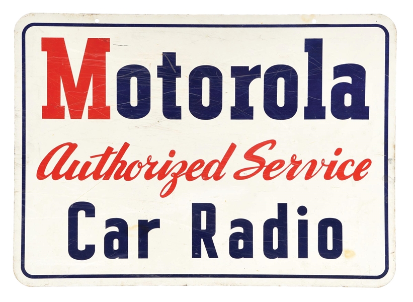 TIN MOTOROLA CAR RADIO SIGN. 