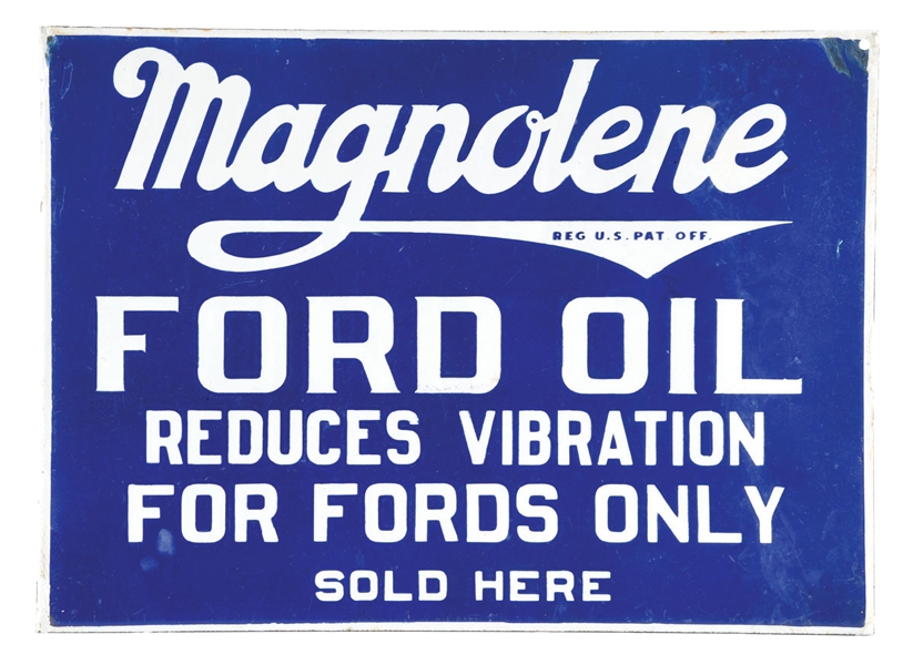 PORCELAIN MAGNOLENE FORD OIL FLANGE SIGN. 