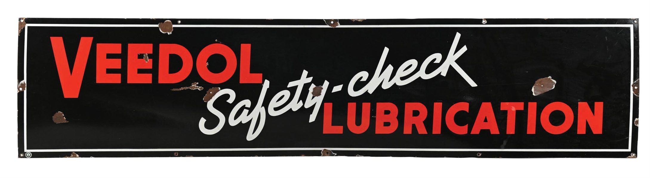 VEEDOL SAFETY-CHECK LUBRICATION PORCELAIN SIGN. 