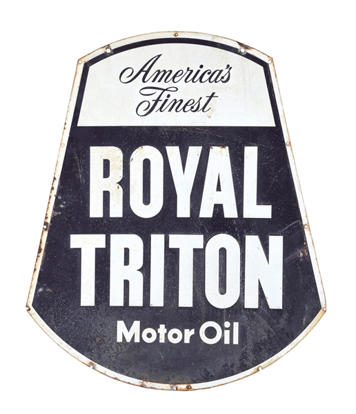 ROYAL TRITON AMERICAS FINEST MOTOR OIL EMBOSSED TIN SIGN. 