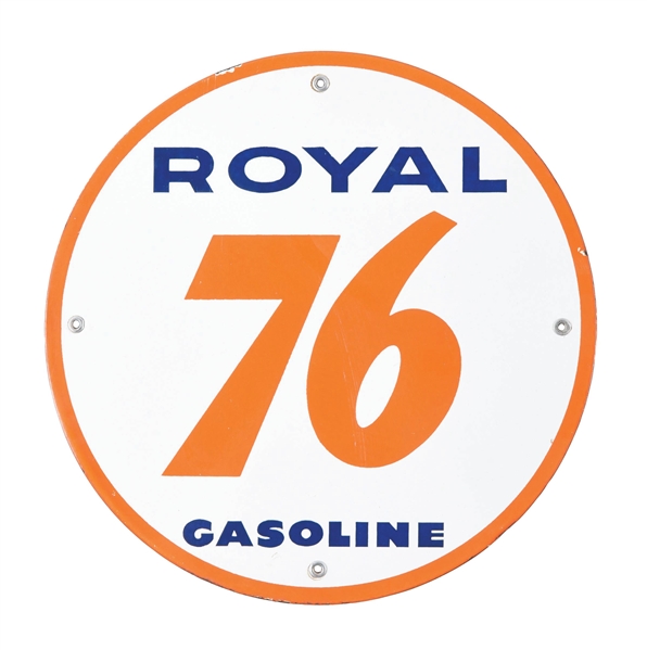 ROYAL 76 GASOLINE PORCELAIN PUMP PLATE SIGN. 