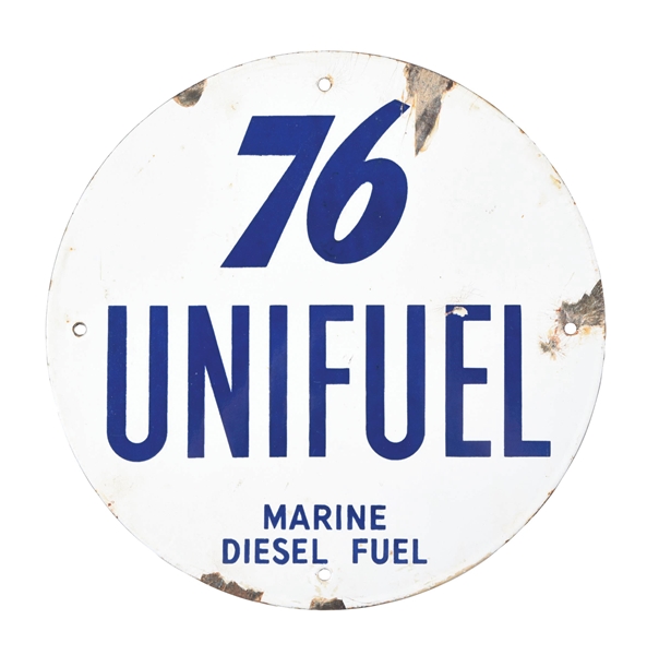 UNION 76 UNIFUEL MARINE DISEL FUEL PORCELAIN PUMP PLATE. 