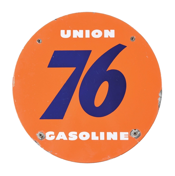 UNION 76 GASOLINE PORCELAIN PUMP PLATE SIGN. 