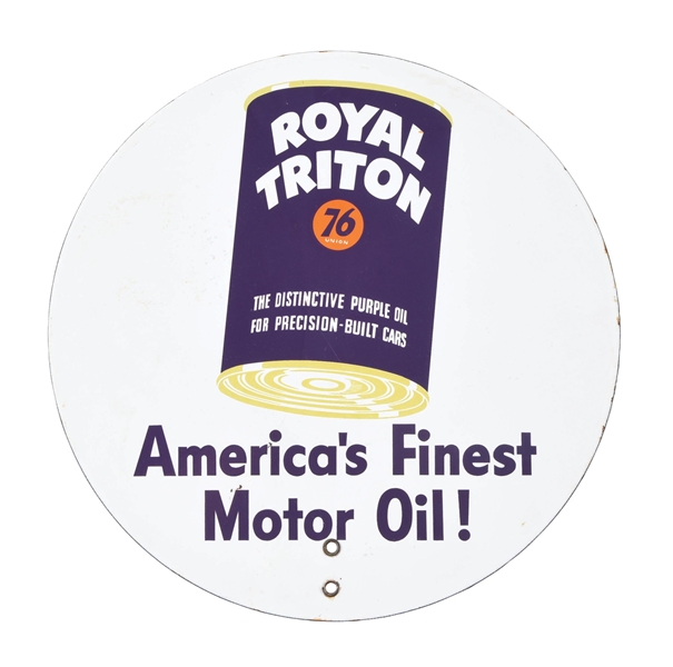 UNION 76 ROYAL TRITON MOTOR OIL PORCELAIN RACK SIGN. 