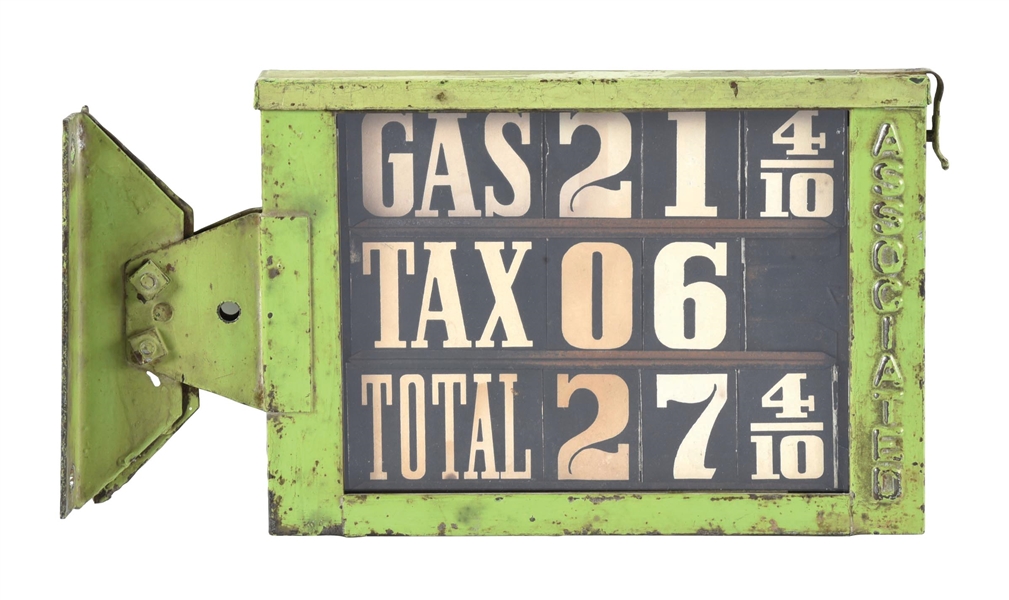 RARE ASSOCIATED GASOLINE GAS PUMP PRICER BOX W/ INTERCHANGING PRICE PANELS. 