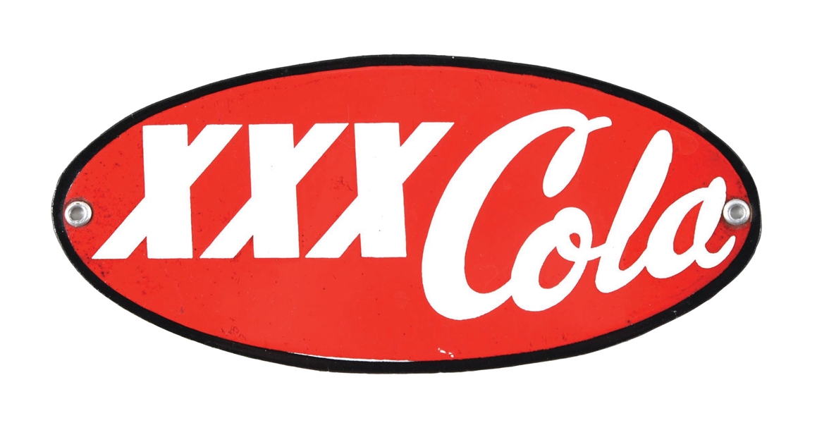 RARE N.O.S. TRIPLE XXX COLA PORCELAIN SIGN.