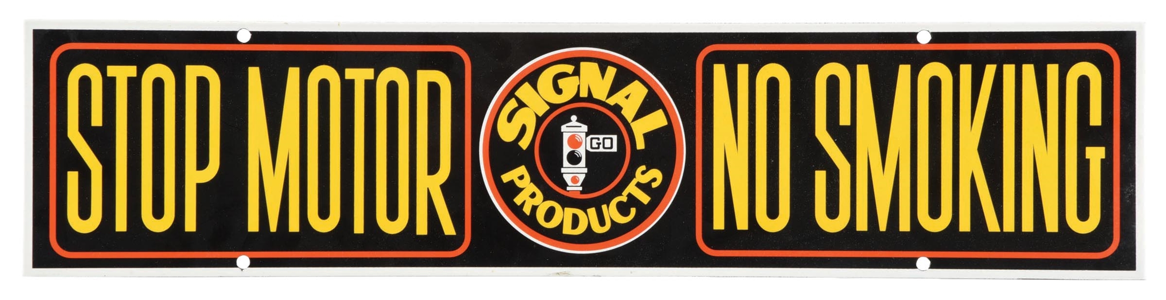 SIGNAL PRODUCTS STOP MOTOR NO SMOKING PORCELAIN SIGN. 