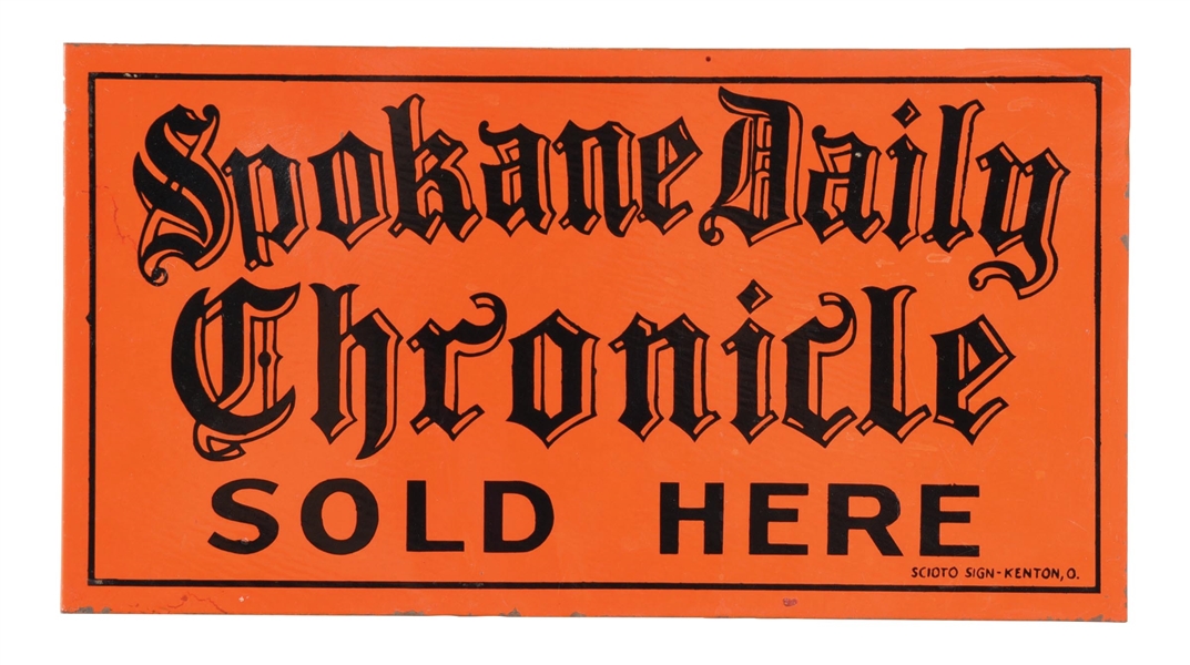 SPOKANE DAILY CHRONICLE FLANGE SIGN.