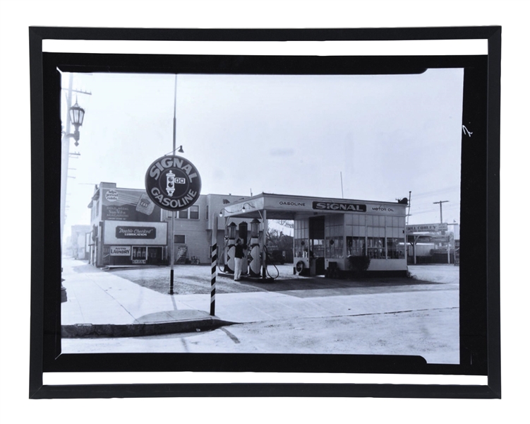 SIGNAL GASOLINE FRAMED SERVICE STATION PHOTO. 