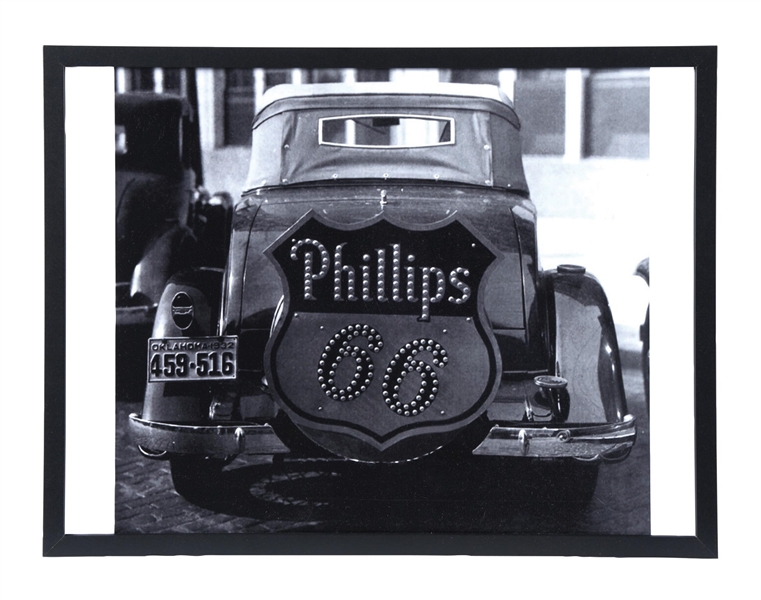 PHILIPS 66 GASOLINE FRAMED PHOTOGRAPH OF JEWELED SIGN. 