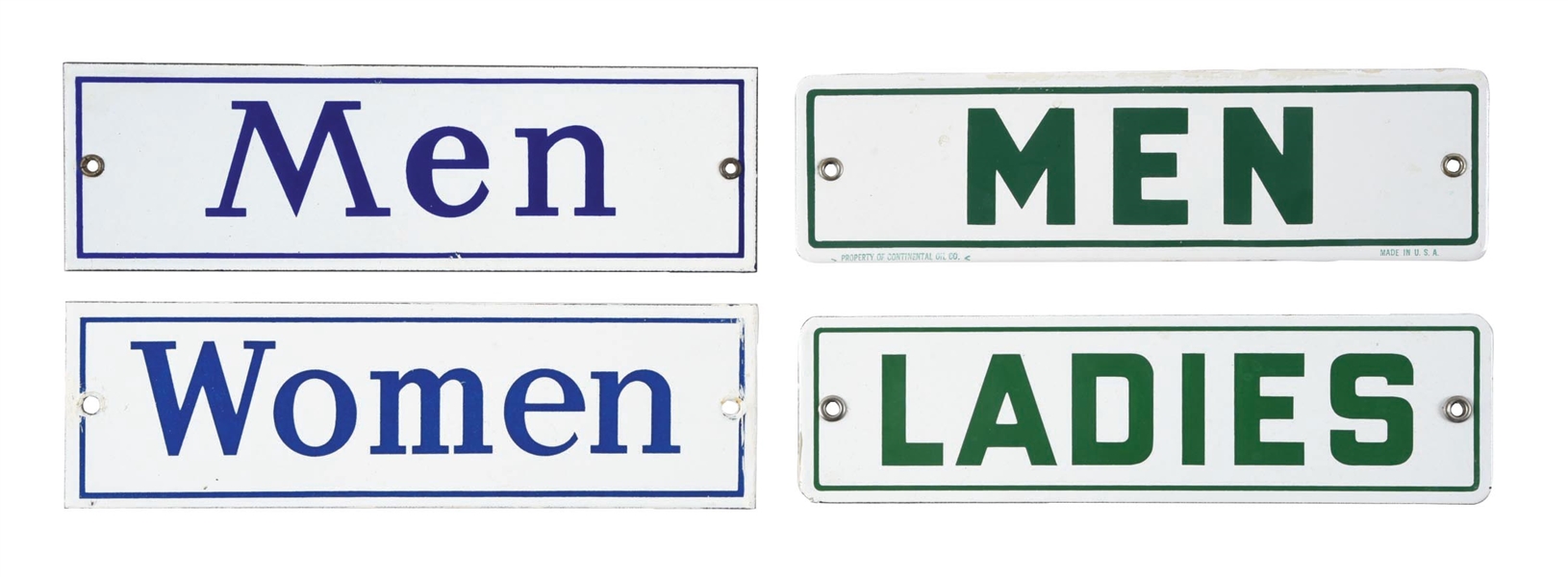 COLLECTION OF 2: MEN & WOMEN PORCELAIN REST ROOM DOOR SIGNS. 