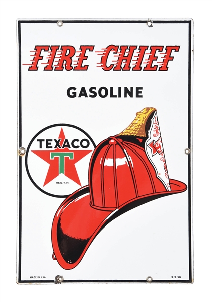 TEXACO FIRE CHIEF GASOLINE PORCELAIN PUMP PLATE. 